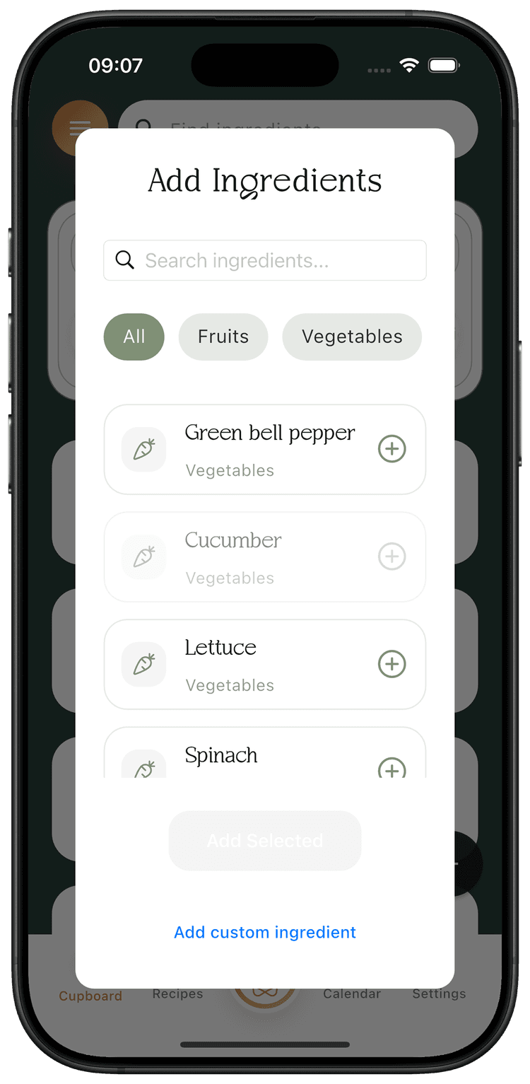 Add Ingredient Screen