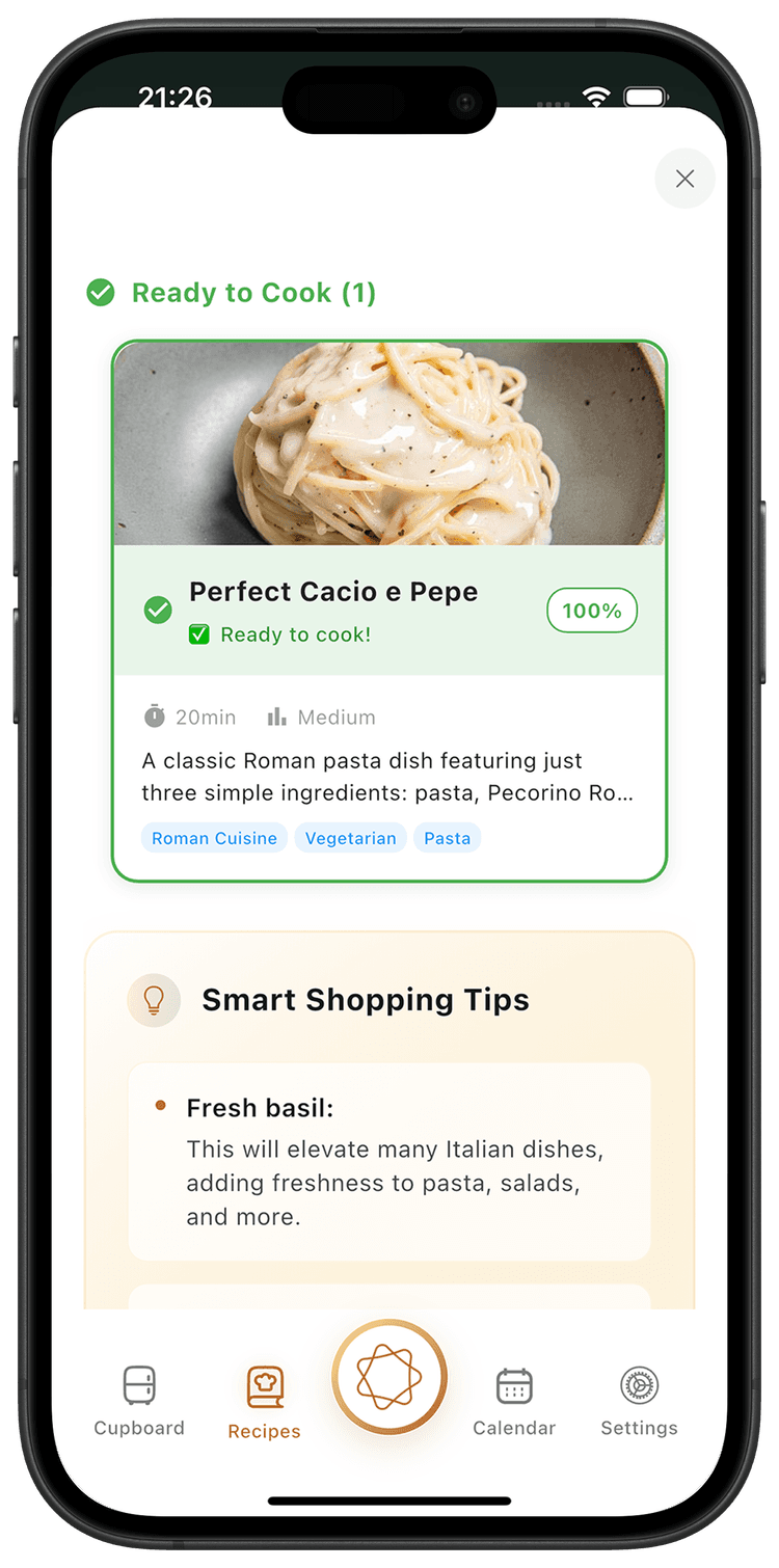 Recipe Recommendations Screen